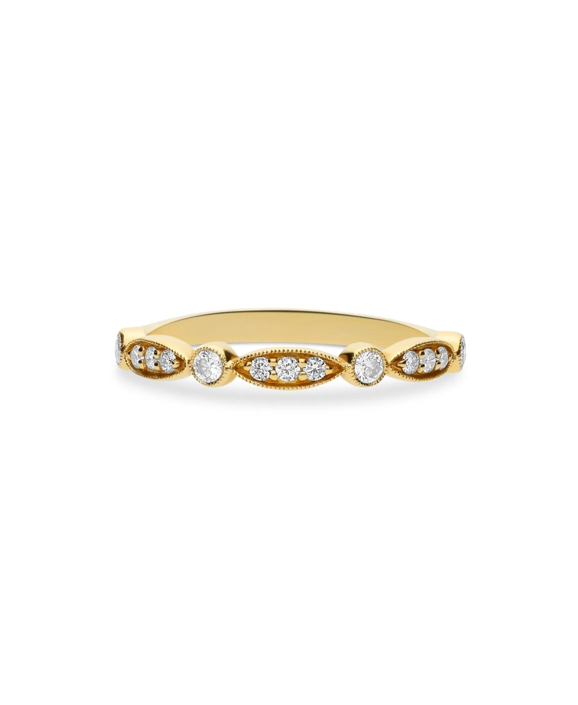 Anllo Fino Geométrico con Diamantes en Oro Amarillo