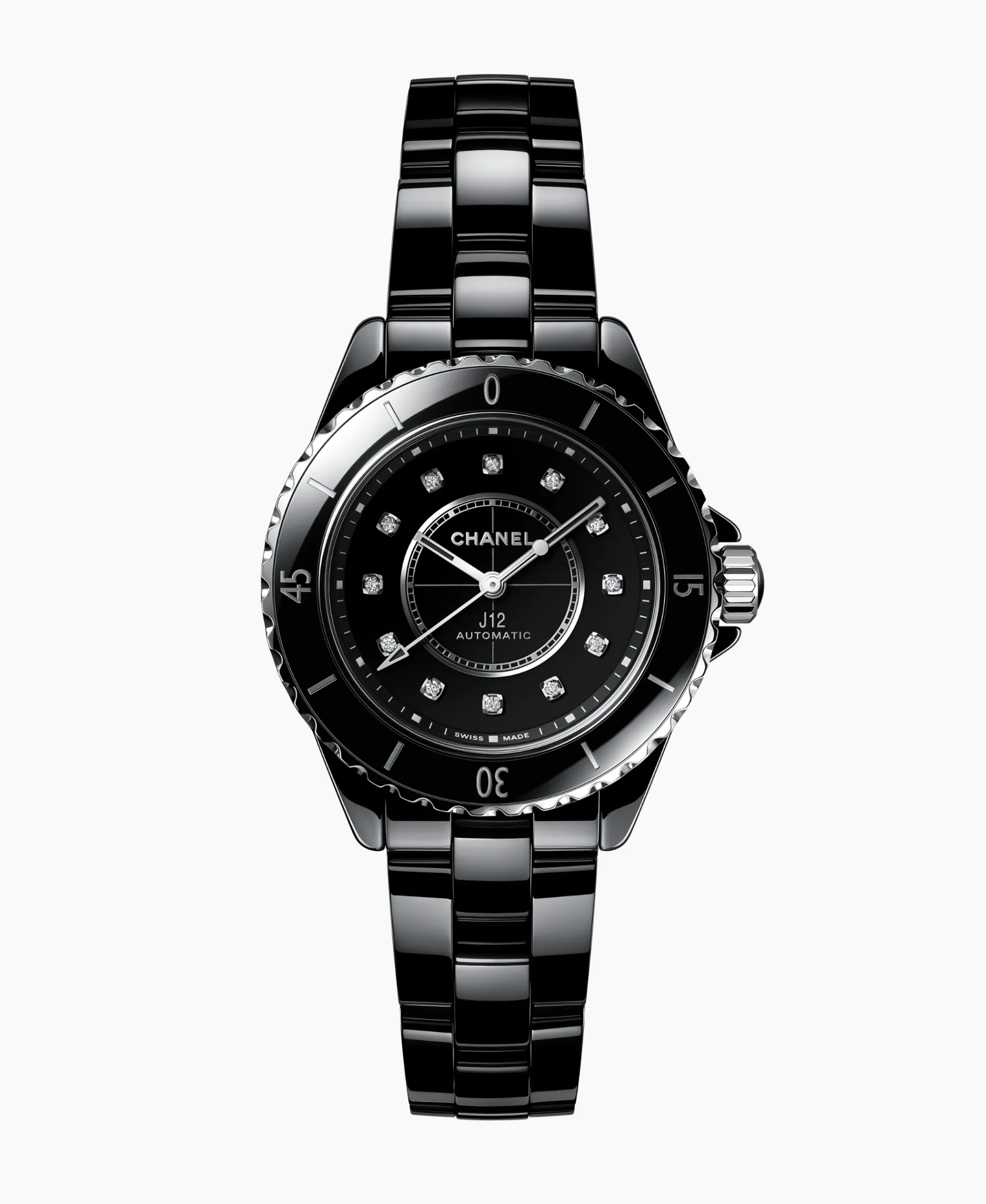 Chanel J12 Black Calibre 12.2 Cerámica Con Diamantes 33 mm | H9742