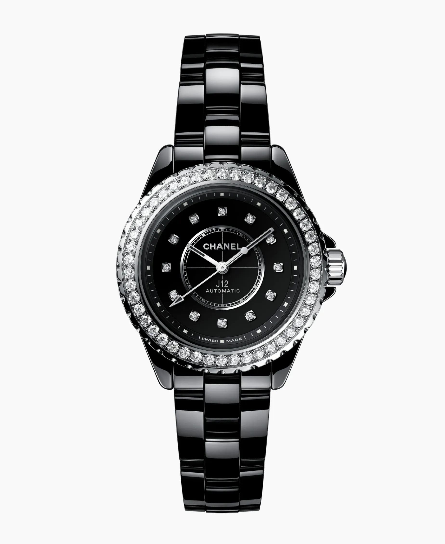 Chanel J12 Black Cerámica Con Bisel De Diamantes 33 mm | H10474