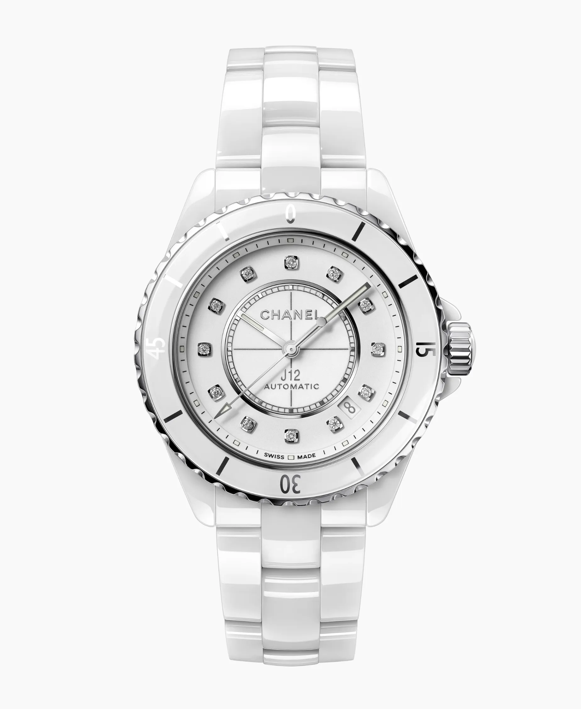 Chanel J12 White Cerámica Con Diamantes 38 mm | H5705