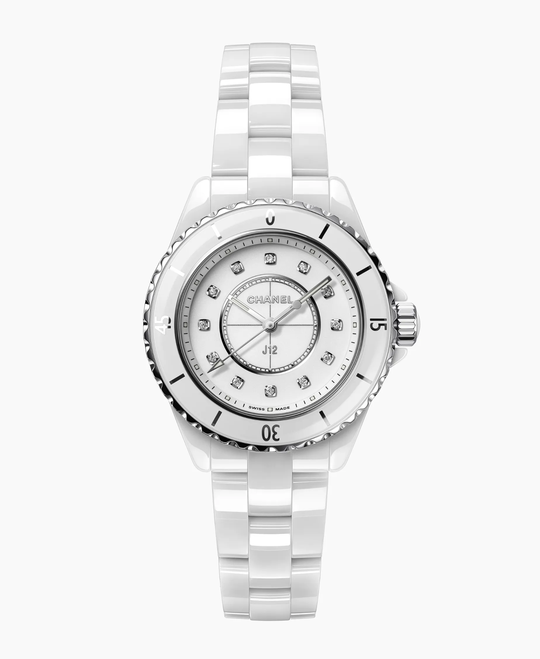 Chanel J12 White Cerámica Con Diamantes 33 mm | H5703