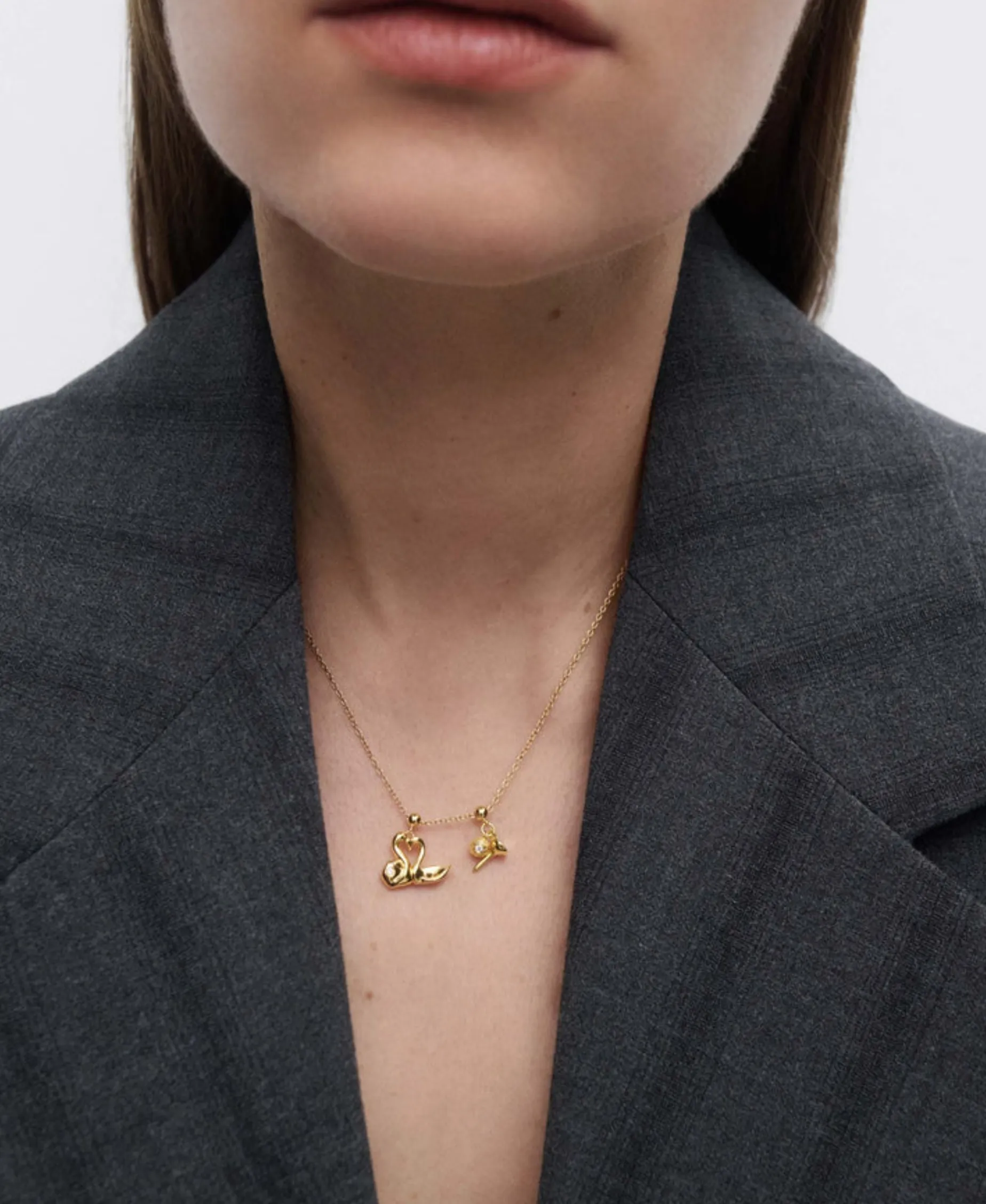 Charm Cisnes Corazón PDPAOLA Oro | CH01-310-U