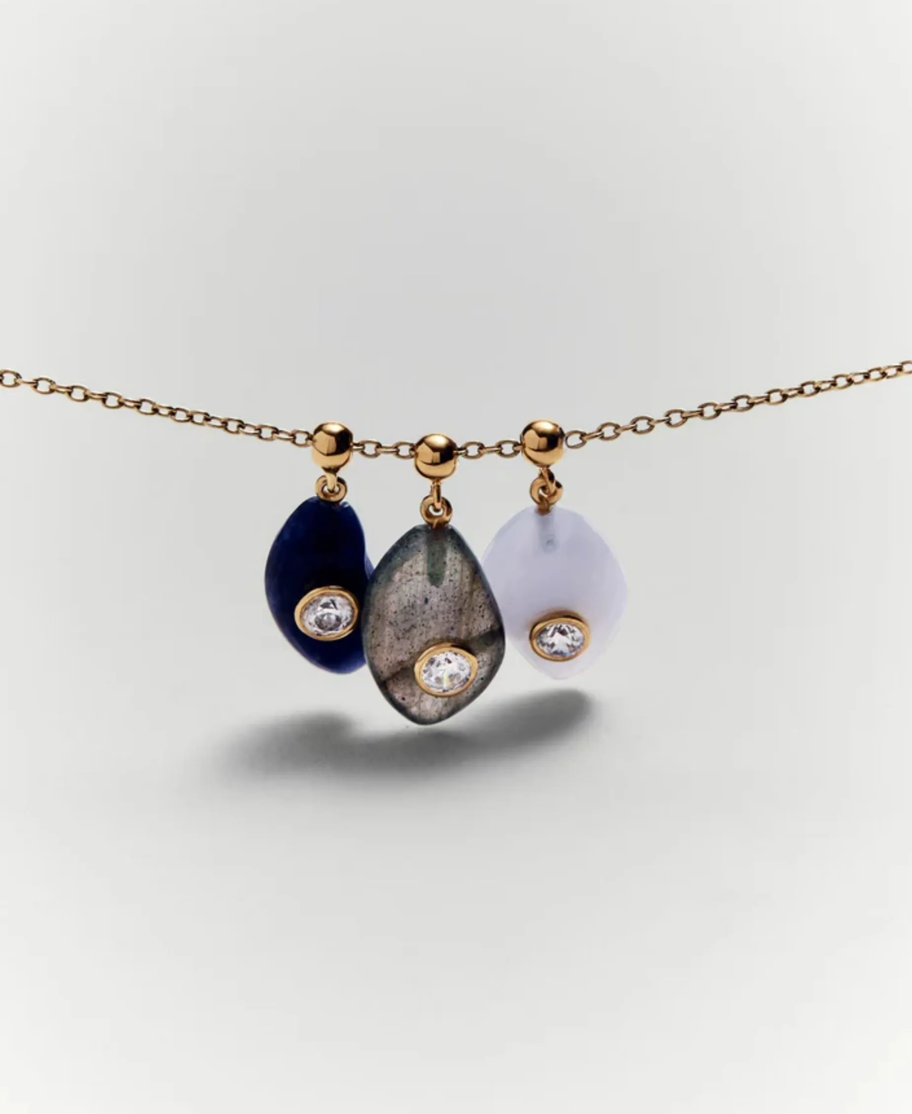 Charm Colgante Ágata Azul Serenity PDPAOLA Plata con Baño de Oro 18K | CH01-258-U