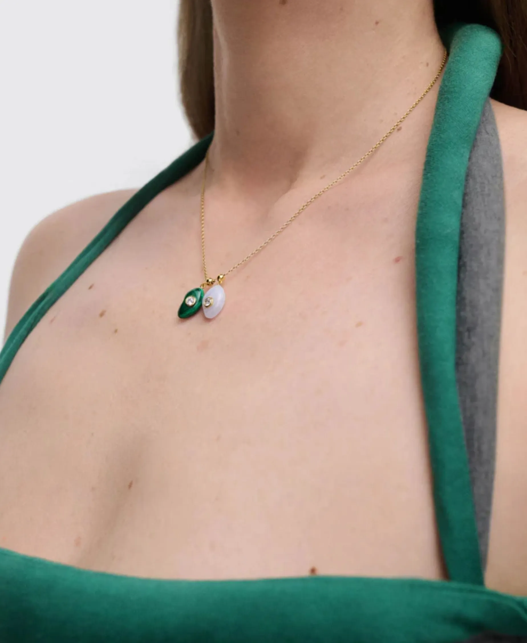 Charm Colgante Ágata Azul Serenity PDPAOLA Plata con Baño de Oro 18K | CH01-258-U
