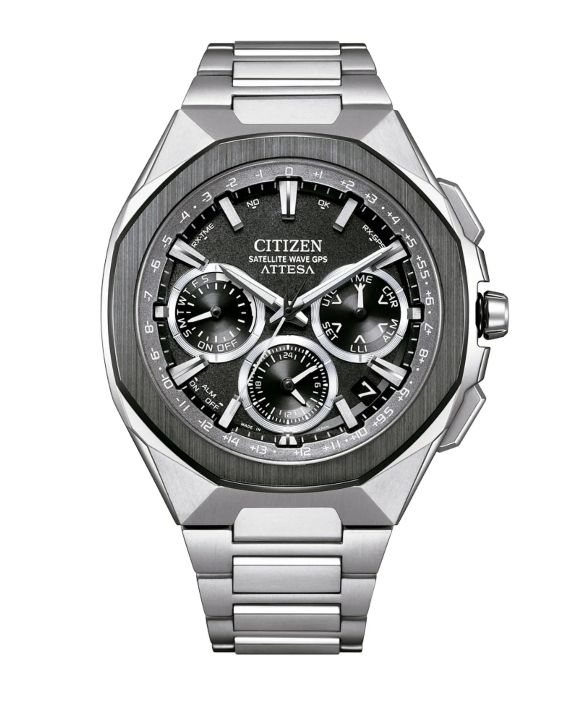 Citizen Satellite Wave Attesa Eco-Drive GPS Cronógrafo Negro Super Titanium 44 mm | CC4104-53E