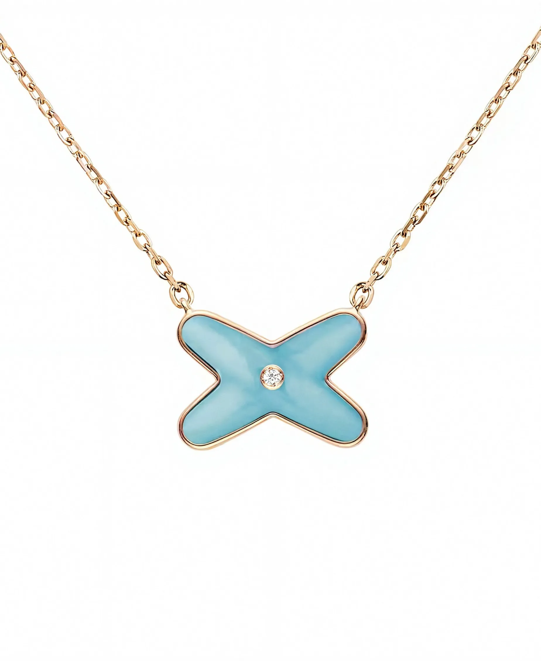 Colgante Chaumet Jeux de Liens Oro Rosa 18K Turquesa y Diamante | 082932