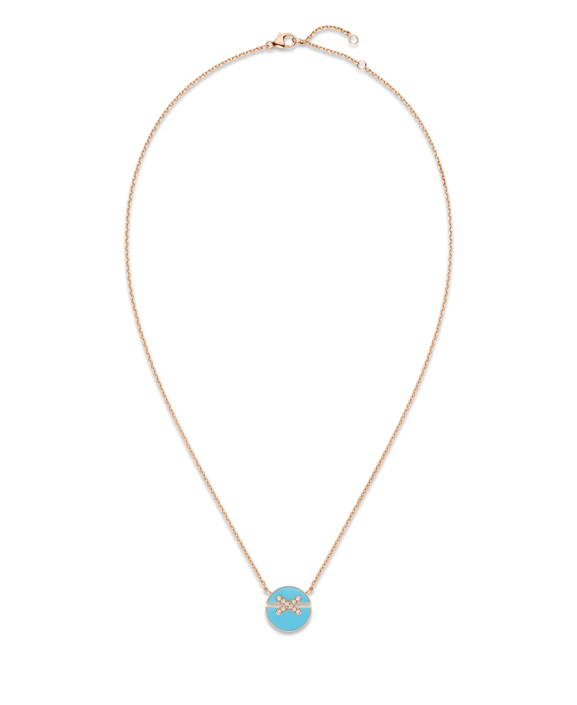 Colgante Chaumet Jeux de Liens Harmony S Oro Rosa 18K Turquesa y Diamantes | 084956