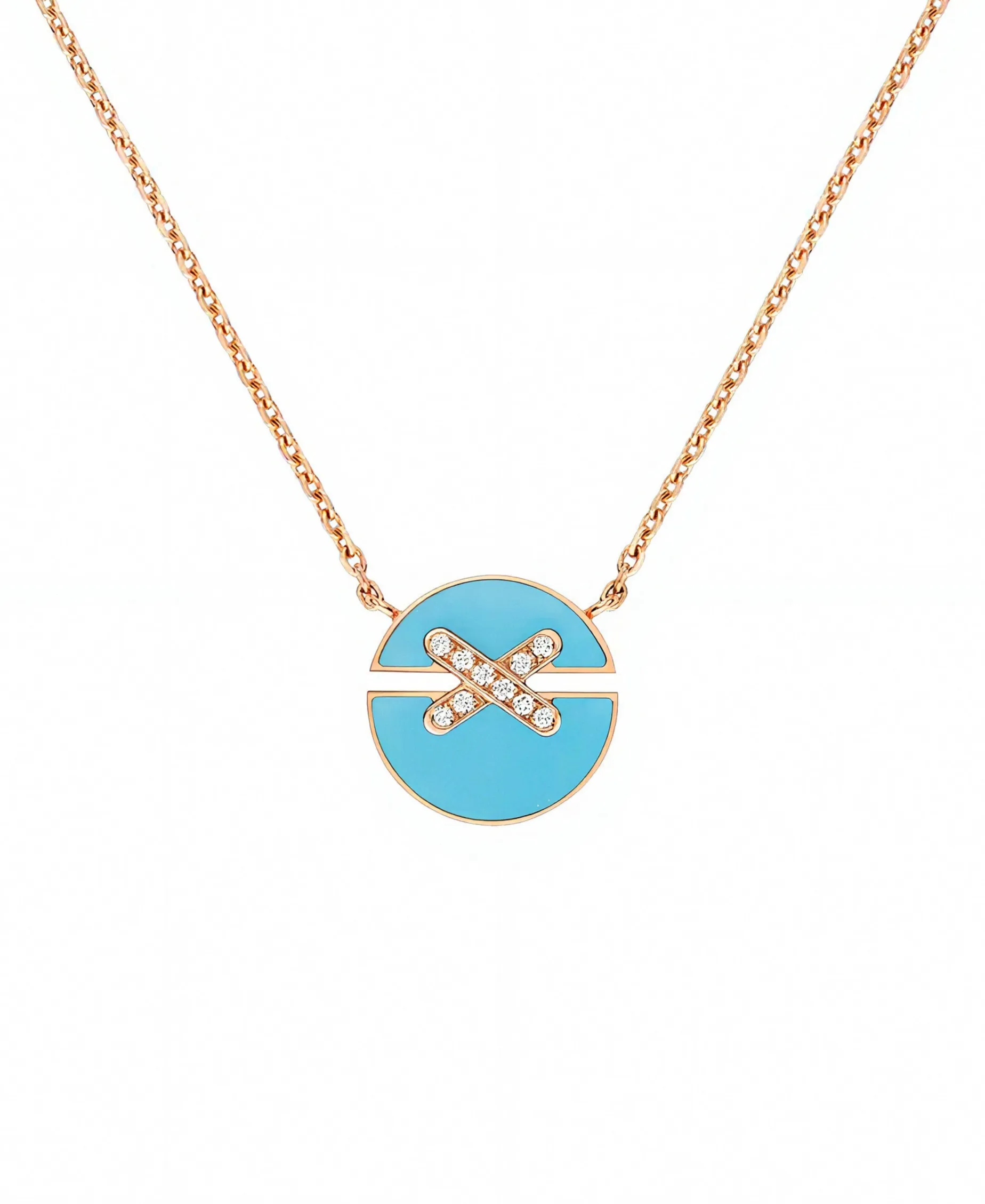 Colgante Chaumet Jeux de Liens Harmony S Oro Rosa 18K Turquesa y Diamantes | 084956