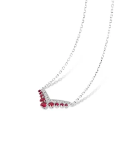 Colgante Chaumet Joséphine Aigrette Oro Blanco 18K Rubíes y Diamantes | 085531