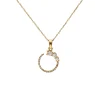 Colgante con Aro Abierto Mini con Diamantes en Oro Amarillo
