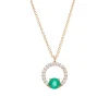 Colgante con Motivo Circular de Diamantes y Esmeralda en Oro Amarillo