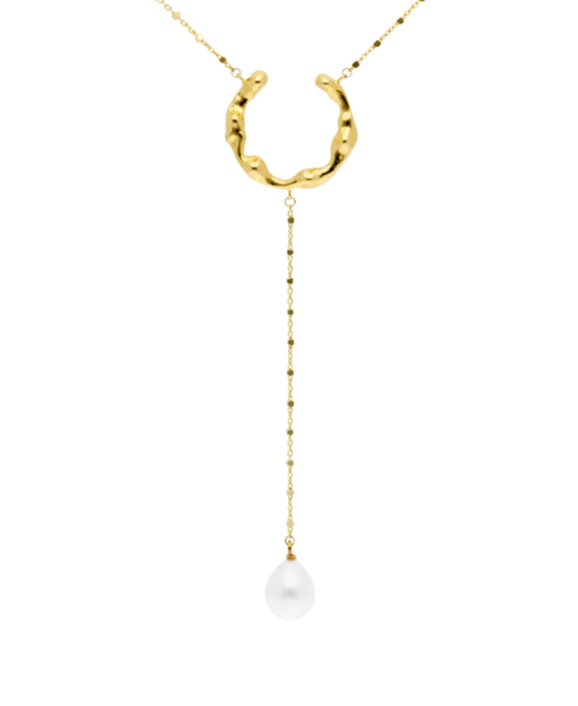 Collar Ame Marina García Plata Baño de Oro con Perla | 91267GD