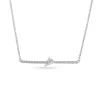 Collar Barra con Diamante Pera en Oro Blanco