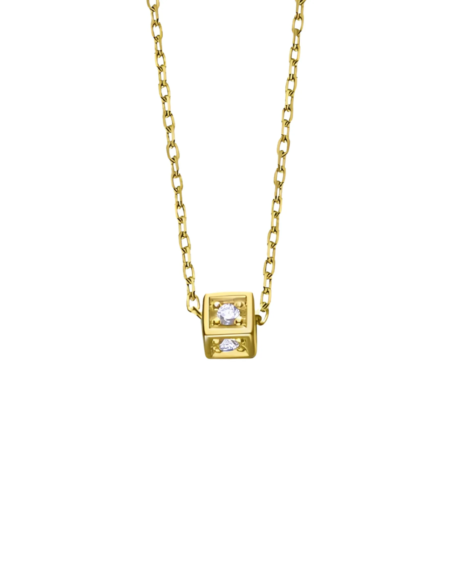 Collar Cadena Small Cube LECARRÉ Oro con Diamantes | GD181OA.00
