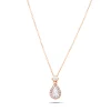 Collar con Colgante Diamante Pera y Halo de Diamantes en Oro Rosa
