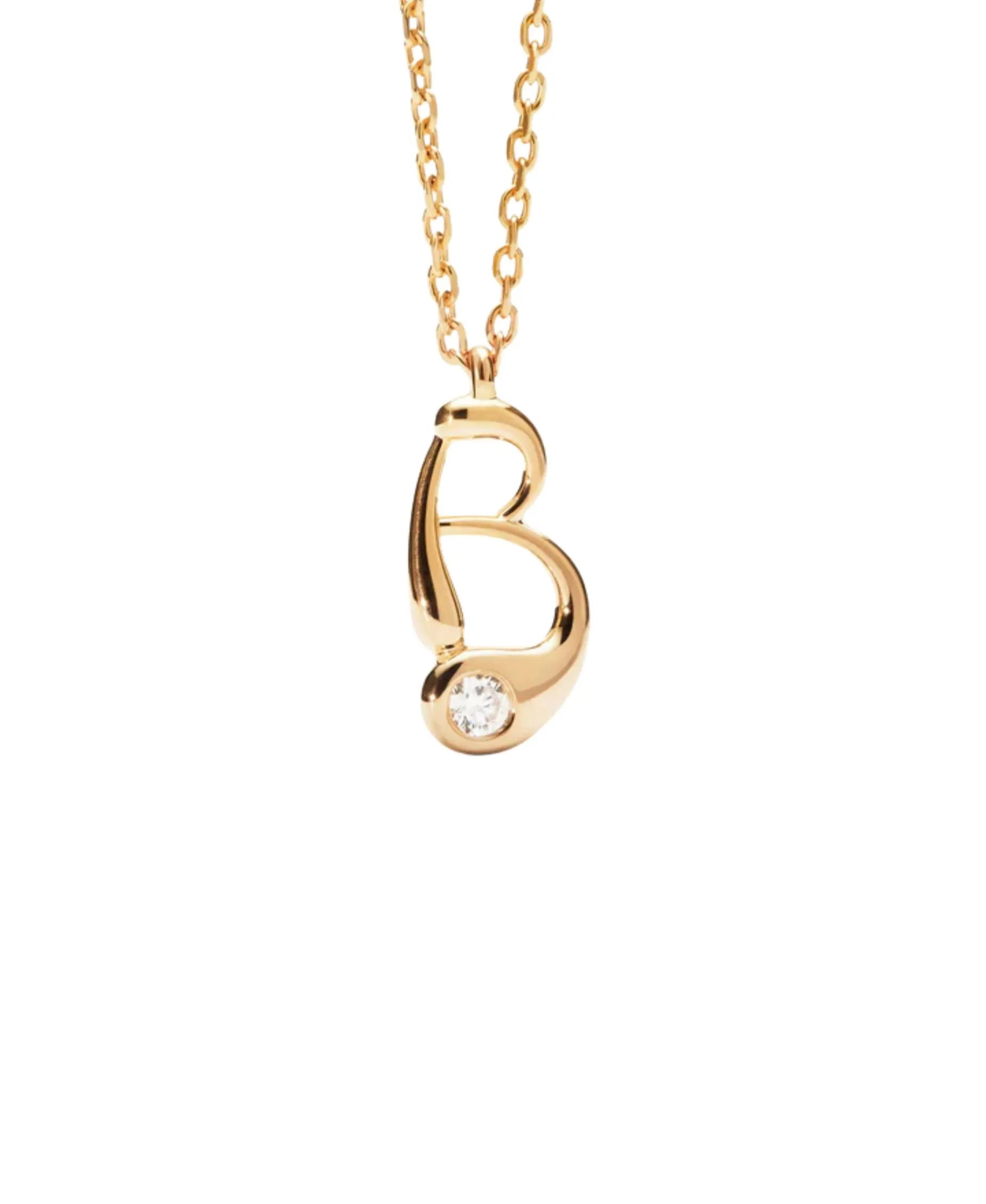 Collar con Colgante inicial B PDPAOLA Plata Baño de Oro 18K | CO01‑B75‑U