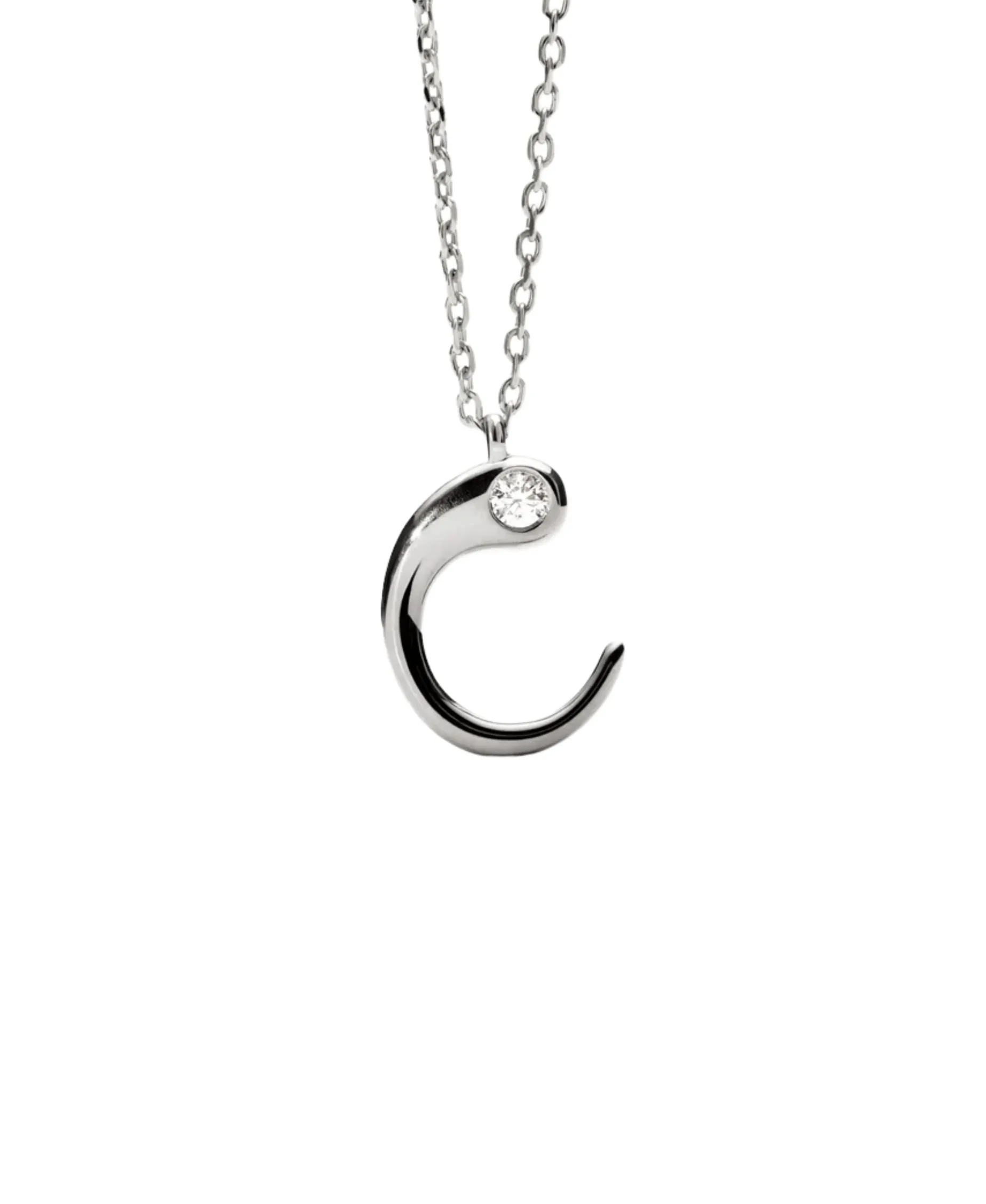 Collar con Colgante inicial C PDPAOLA Plata Baño Rodio | CO02-B76-U