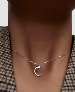 Collar con Colgante inicial C PDPAOLA Plata Baño Rodio | CO02-B76-U