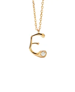 Collar con Colgante inicial E PDPAOLA Plata Baño de Oro 18K | CO01‑B78‑U