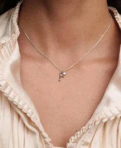 Collar con Colgante inicial F PDPAOLA Plata Baño Rodio | CO02-B79-U
