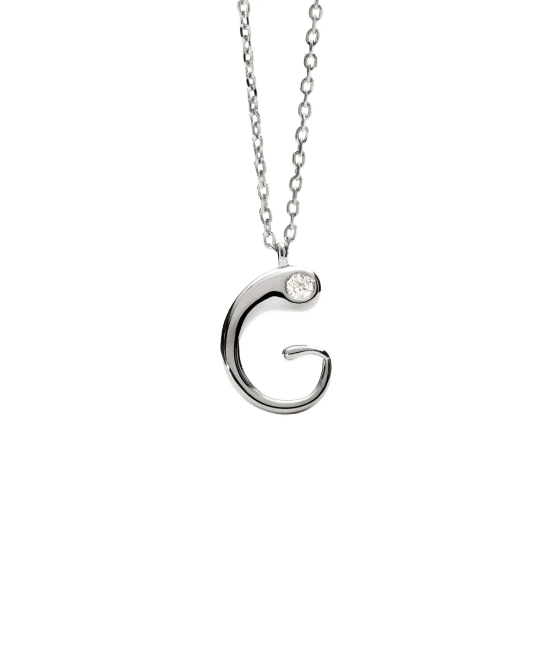 Collar con Colgante inicial G PDPAOLA Plata Baño Rodio | CO02-B80-U
