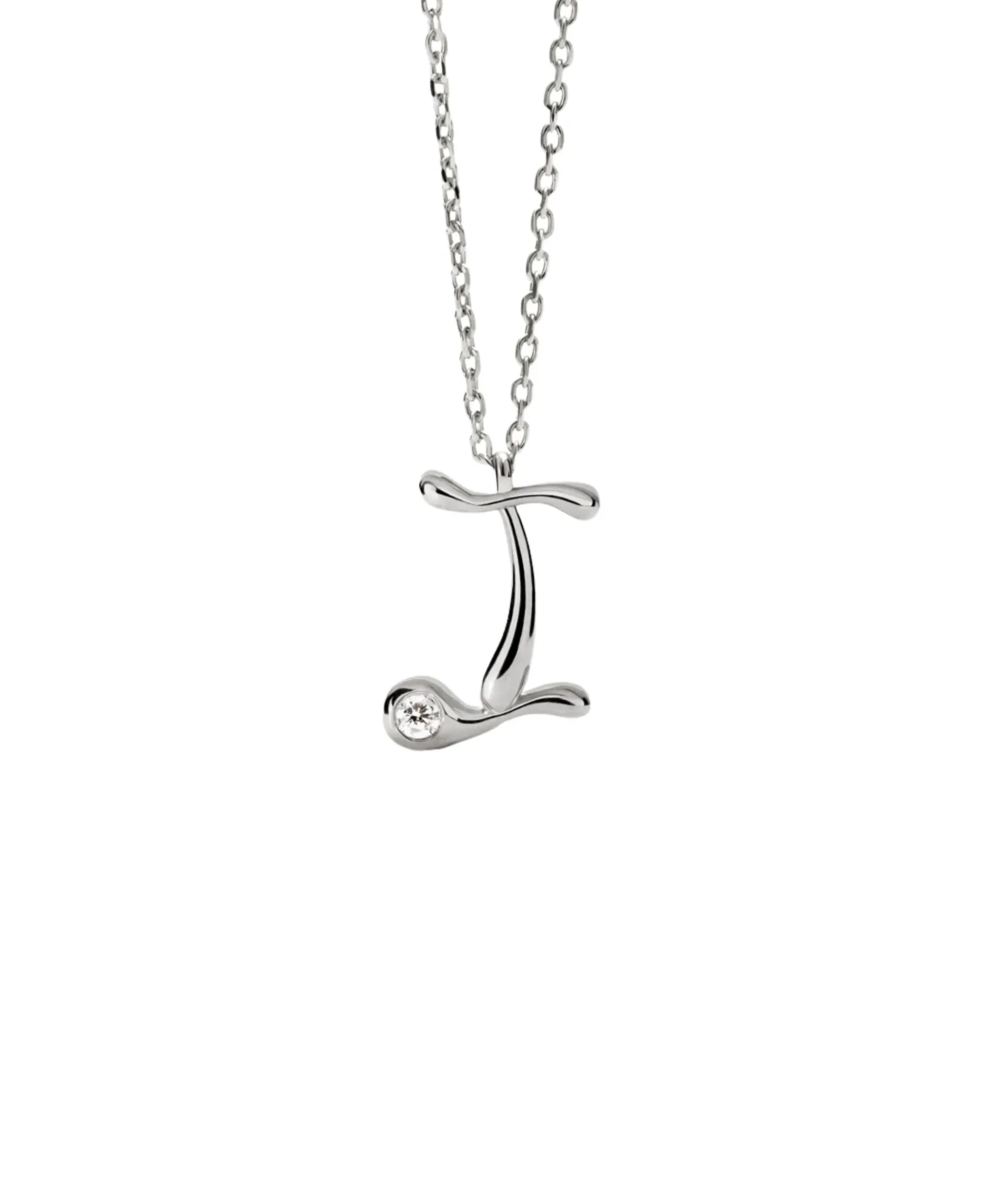 Collar con Colgante inicial I PDPAOLA Plata Baño Rodio | CO02‑B82‑U