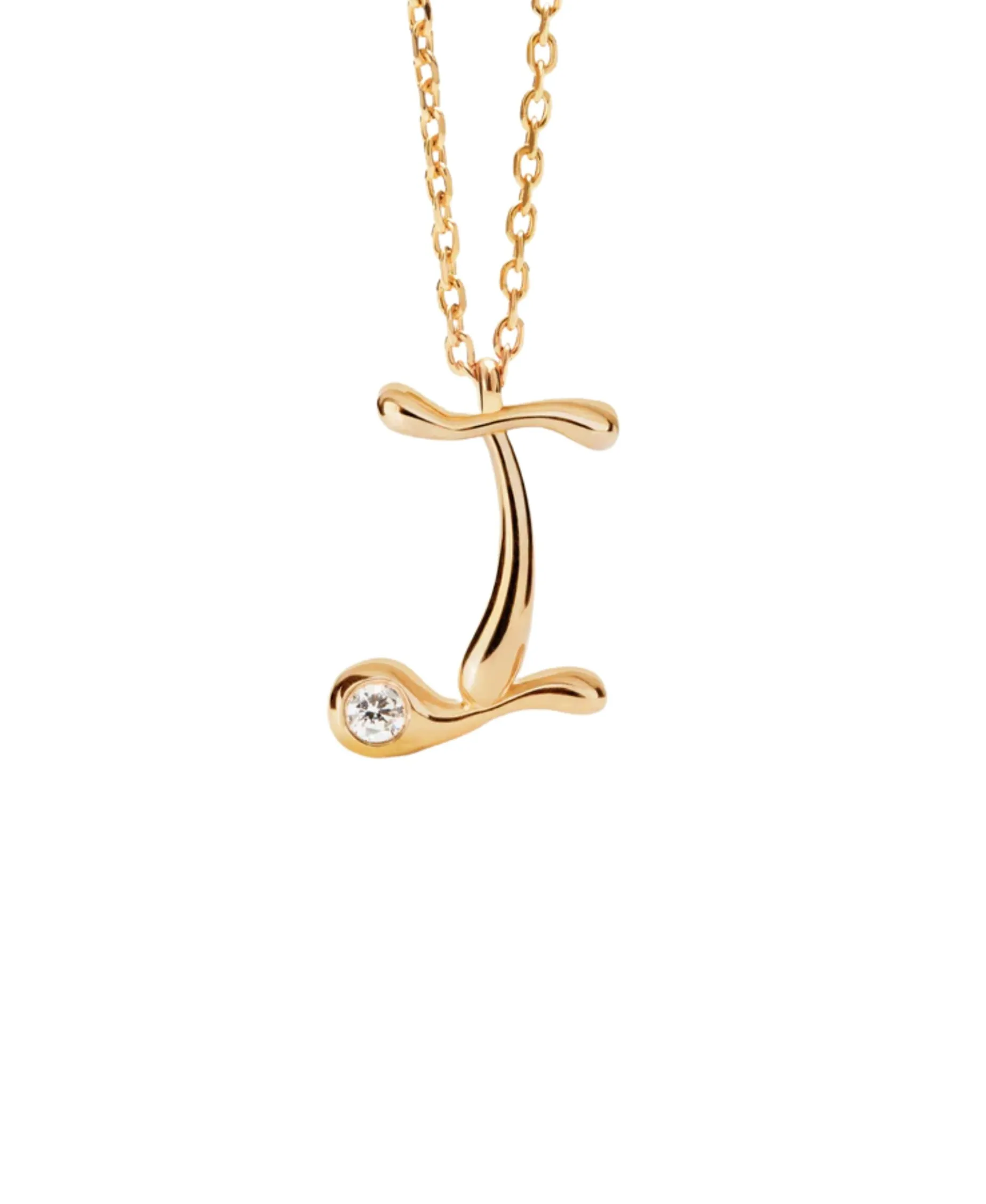 Collar con Colgante inicial I PDPAOLA Plata Baño de Oro 18K | CO01-B82-U