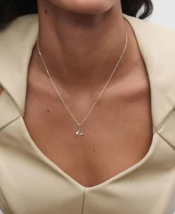 Collar con Colgante inicial L PDPAOLA Plata Baño Rodio | CO02-B85-U