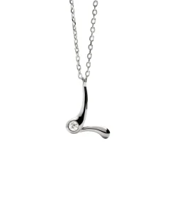 Collar con Colgante inicial L PDPAOLA Plata Baño Rodio | CO02-B85-U