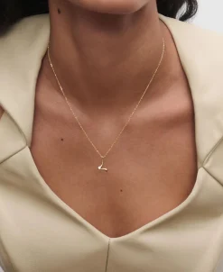 Collar con Colgante inicial L PDPAOLA Plata Baño de Oro 18K | CO01-B85-U