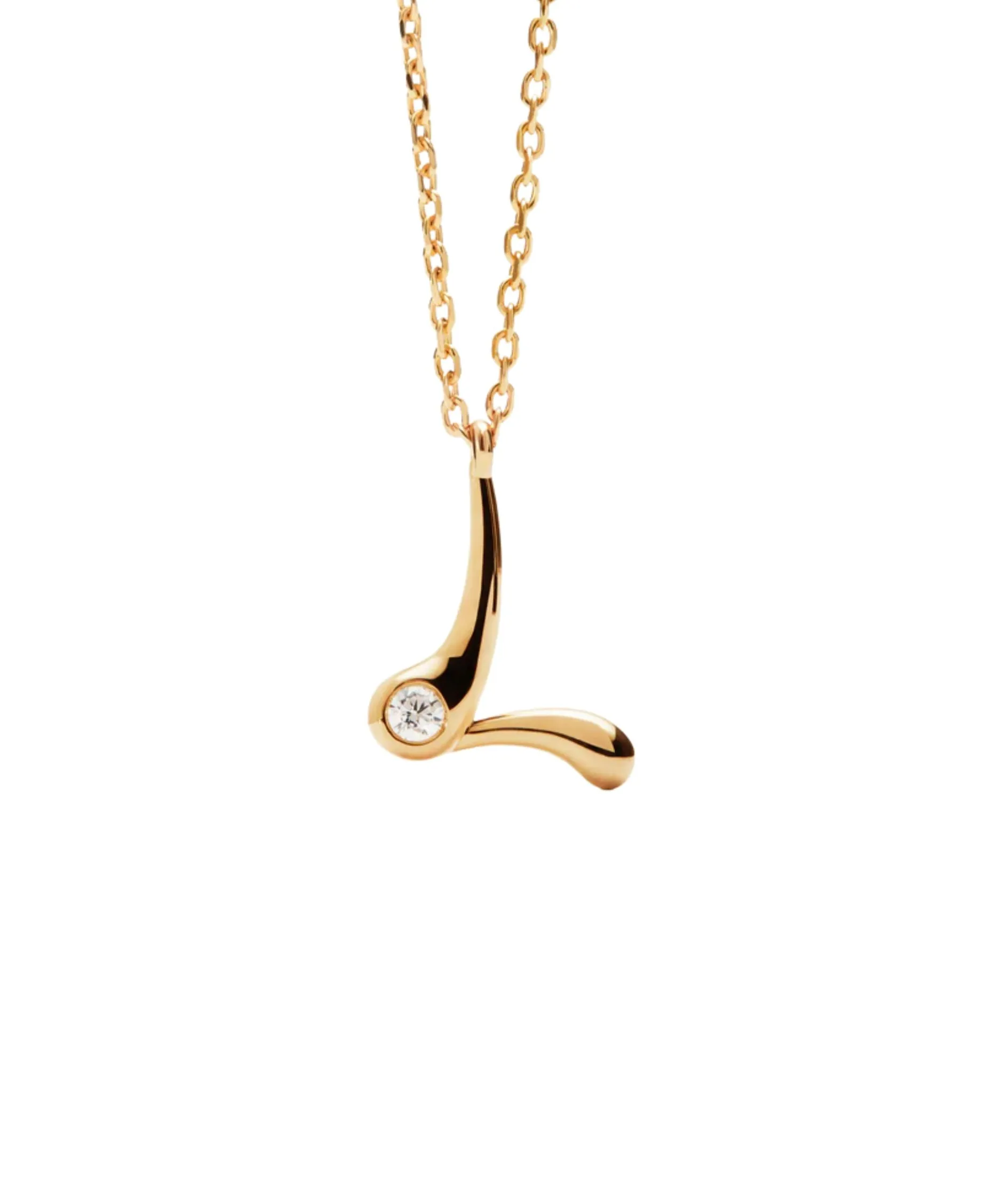 Collar con Colgante inicial L PDPAOLA Plata Baño de Oro 18K | CO01-B85-U