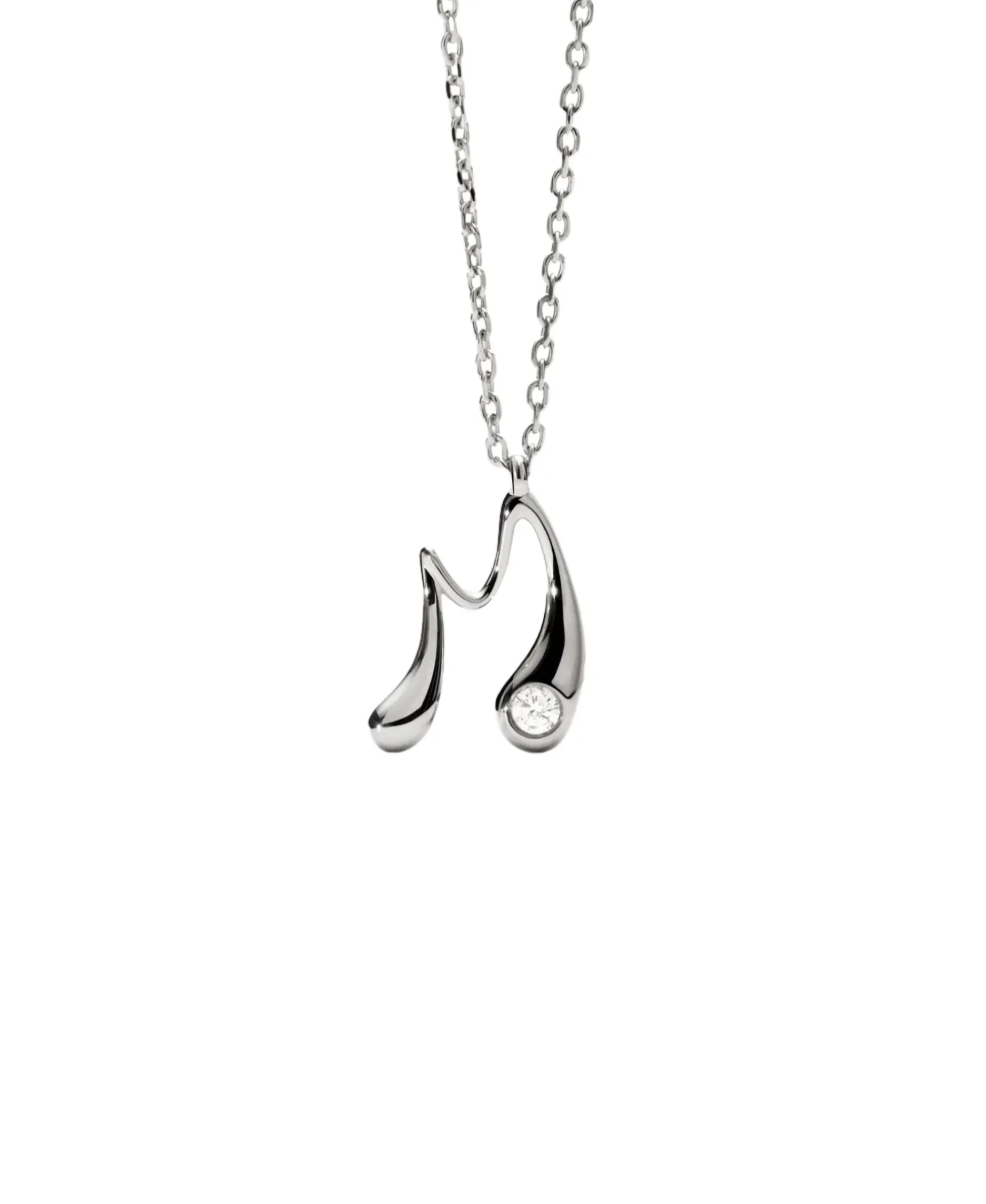 Collar con Colgante inicial M PDPAOLA Plata Baño Rodio | CO02‑B86‑U