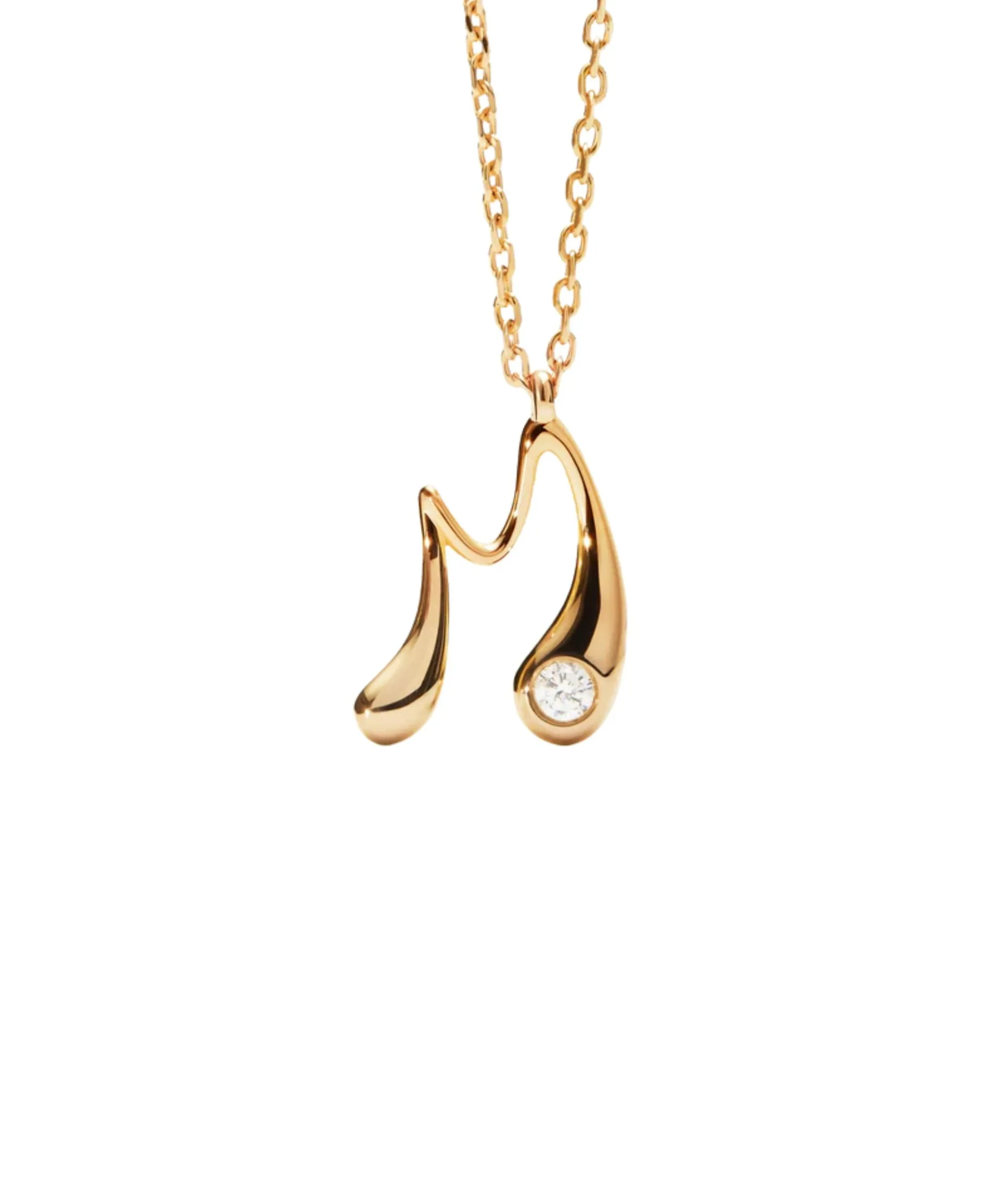 Collar con Colgante inicial M PDPAOLA Plata Baño de Oro 18K | CO01-B86-U