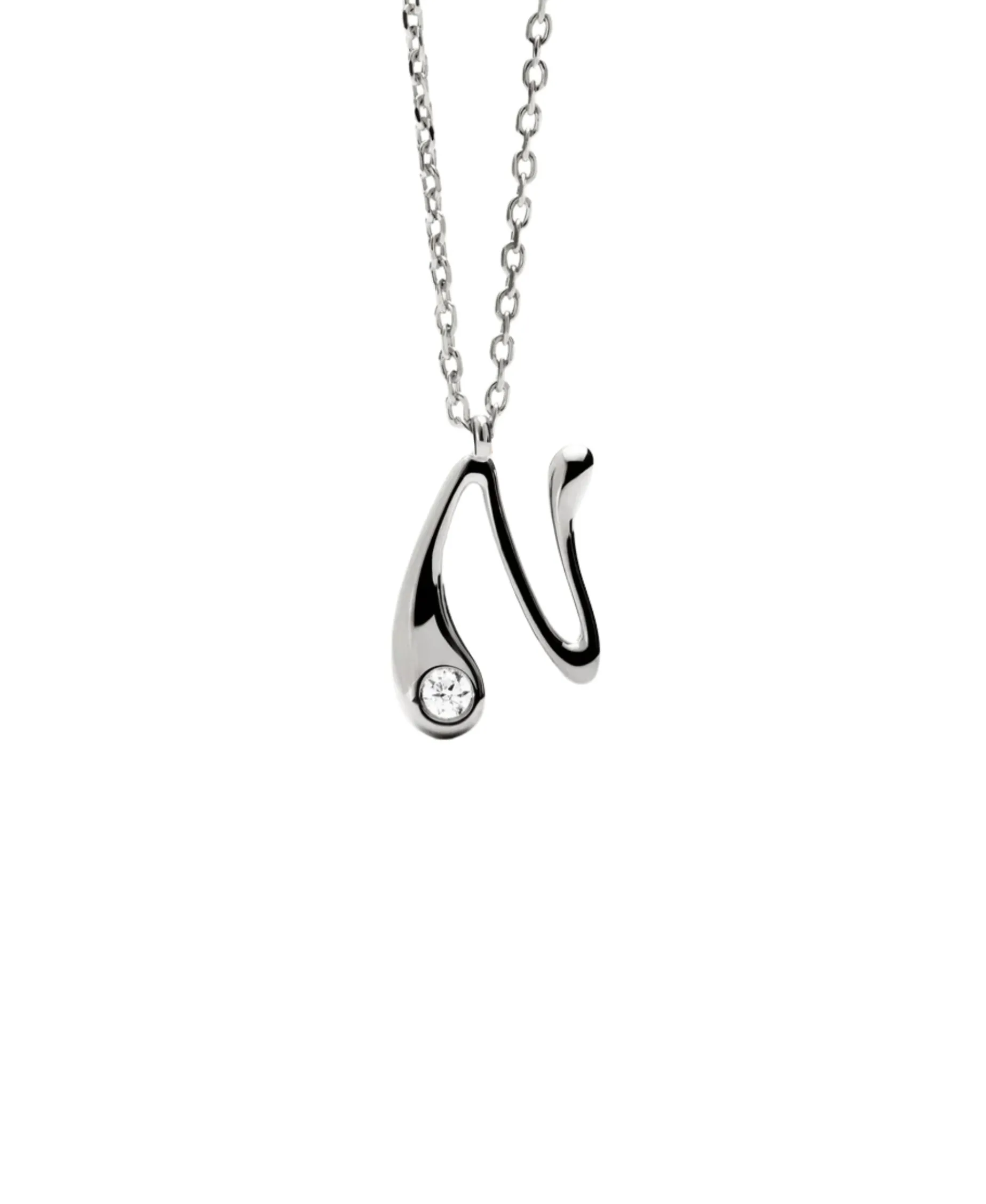 Collar con Colgante inicial N PDPAOLA Plata Baño Rodio | CO02-B87-U