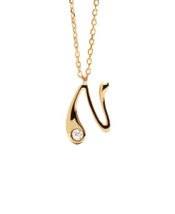 Collar con Colgante inicial N PDPAOLA Plata Baño de Oro 18K | CO01-B87-U