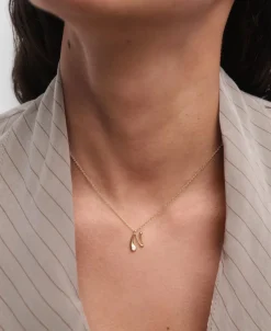 Collar con Colgante inicial N PDPAOLA Plata Baño de Oro 18K | CO01-B87-U