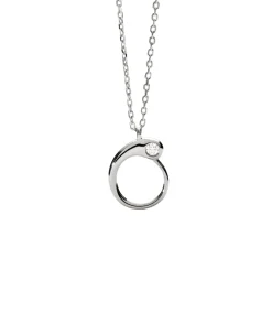 Collar con Colgante inicial O PDPAOLA Plata Baño Rodio | CO02‑B88‑U