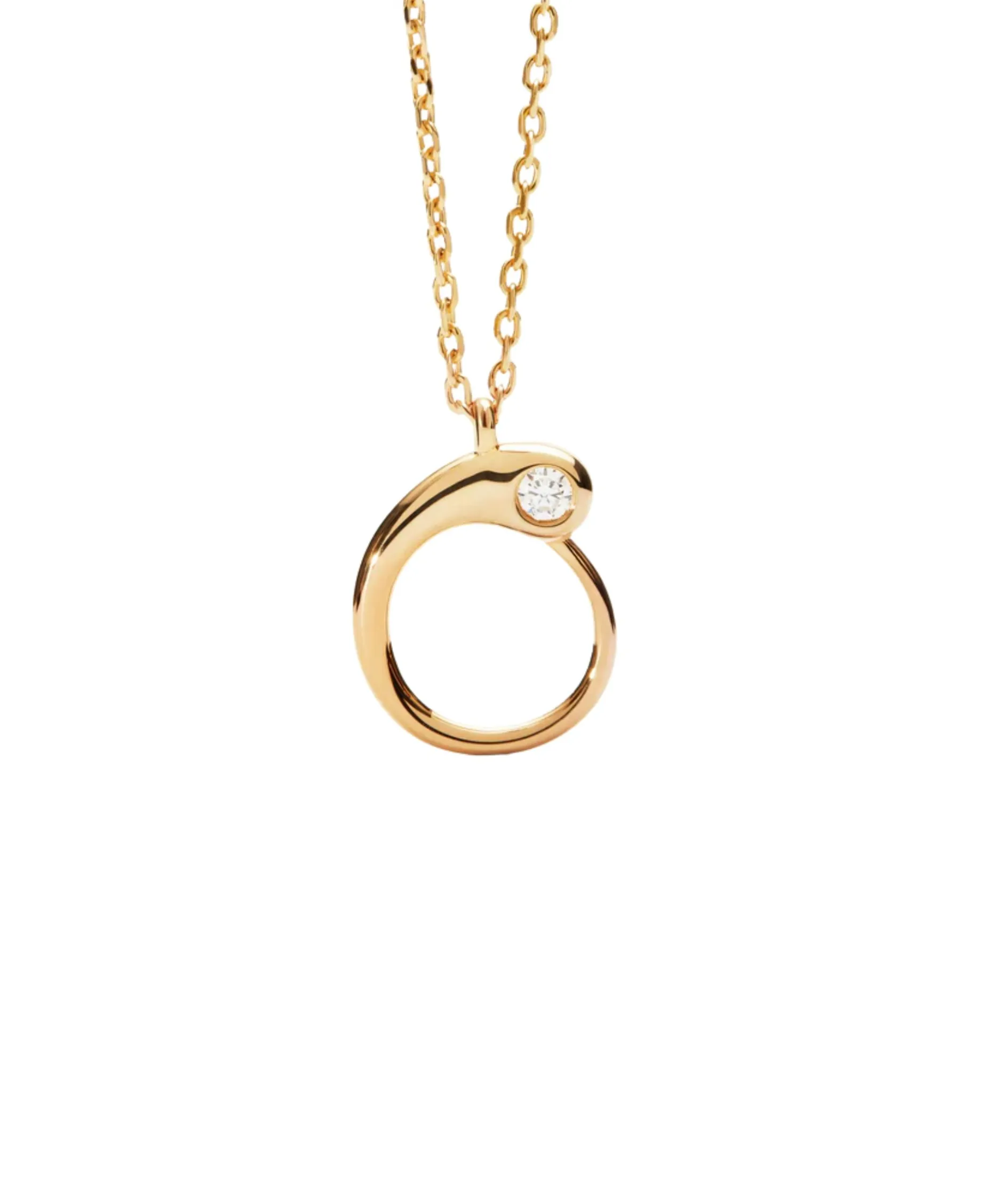 Collar con Colgante inicial O PDPAOLA Plata Baño de Oro 18K | CO01-B88-U
