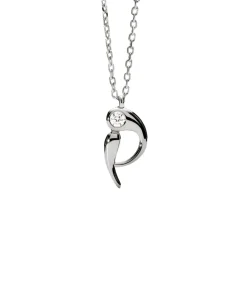 Collar con Colgante inicial P PDPAOLA Plata Baño Rodio | CO02-B89-U