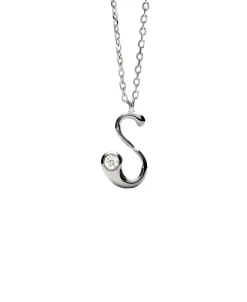 Collar con Colgante inicial S PDPAOLA Plata Baño Rodio | CO02‑B92‑U