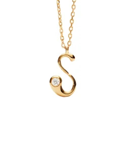 Collar con Colgante inicial S PDPAOLA Plata Baño de Oro 18K | CO01-B92-U
