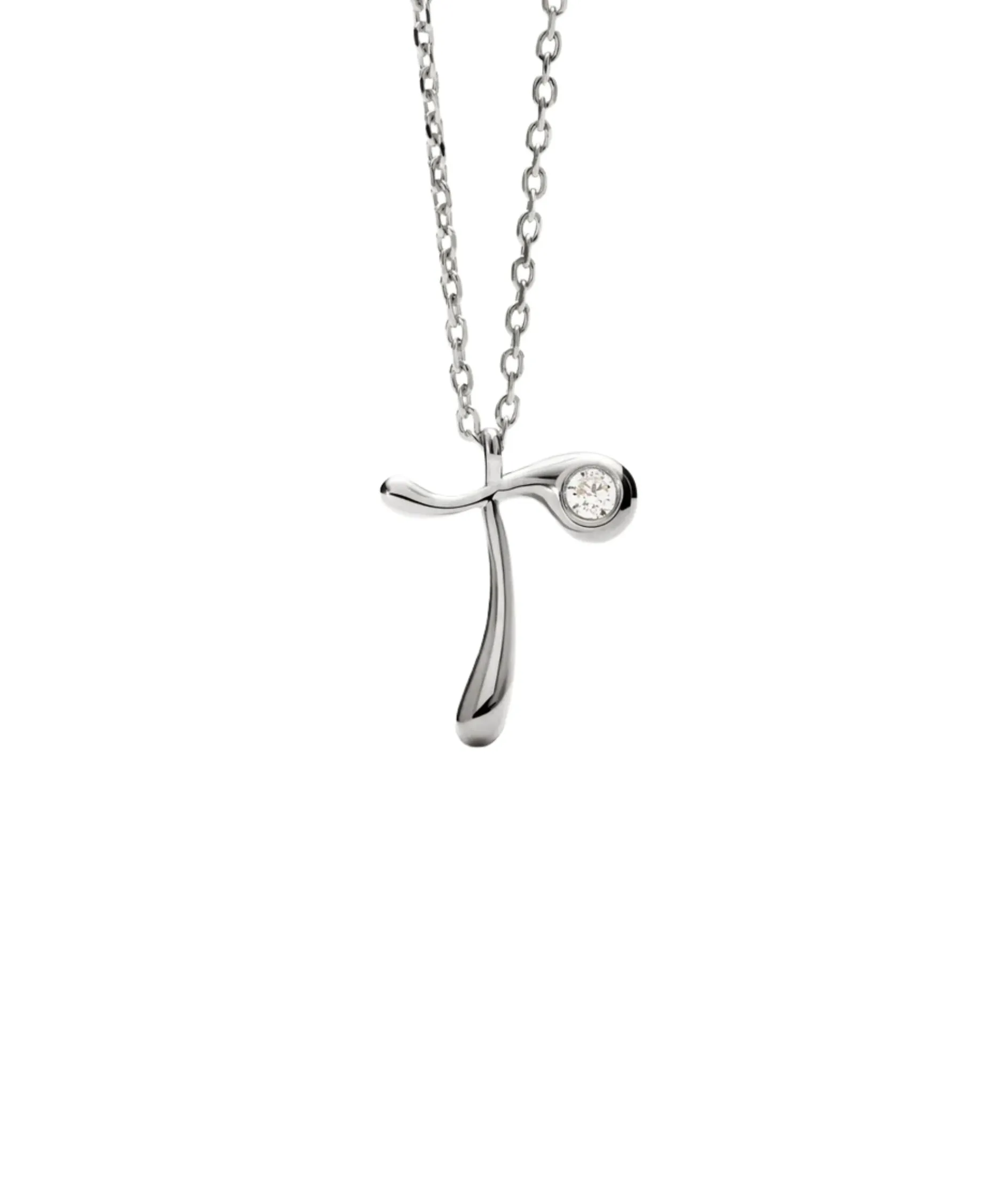 Collar con Colgante inicial T PDPAOLA Plata Baño Rodio | CO02‑B93‑U