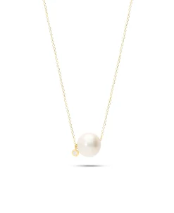 Collar con Perla y Diamante en Oro Amarillo