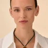 Collar Corto AGATHA París Rhea Cordon Trenzado Ojo de Tigre Dorado | 02680249-274-TU