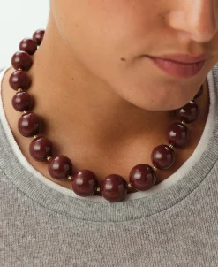 Collar Corto AGATHA París Royal Bolas de Acetato Burdeos Dorado | 02670409-473-TU