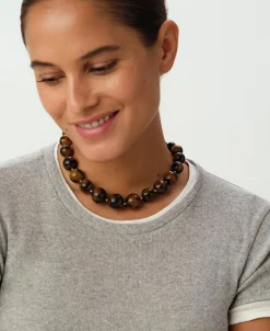 Collar Corto AGATHA París Royal Bolas Acetato Dorado | 02670409-173-TU