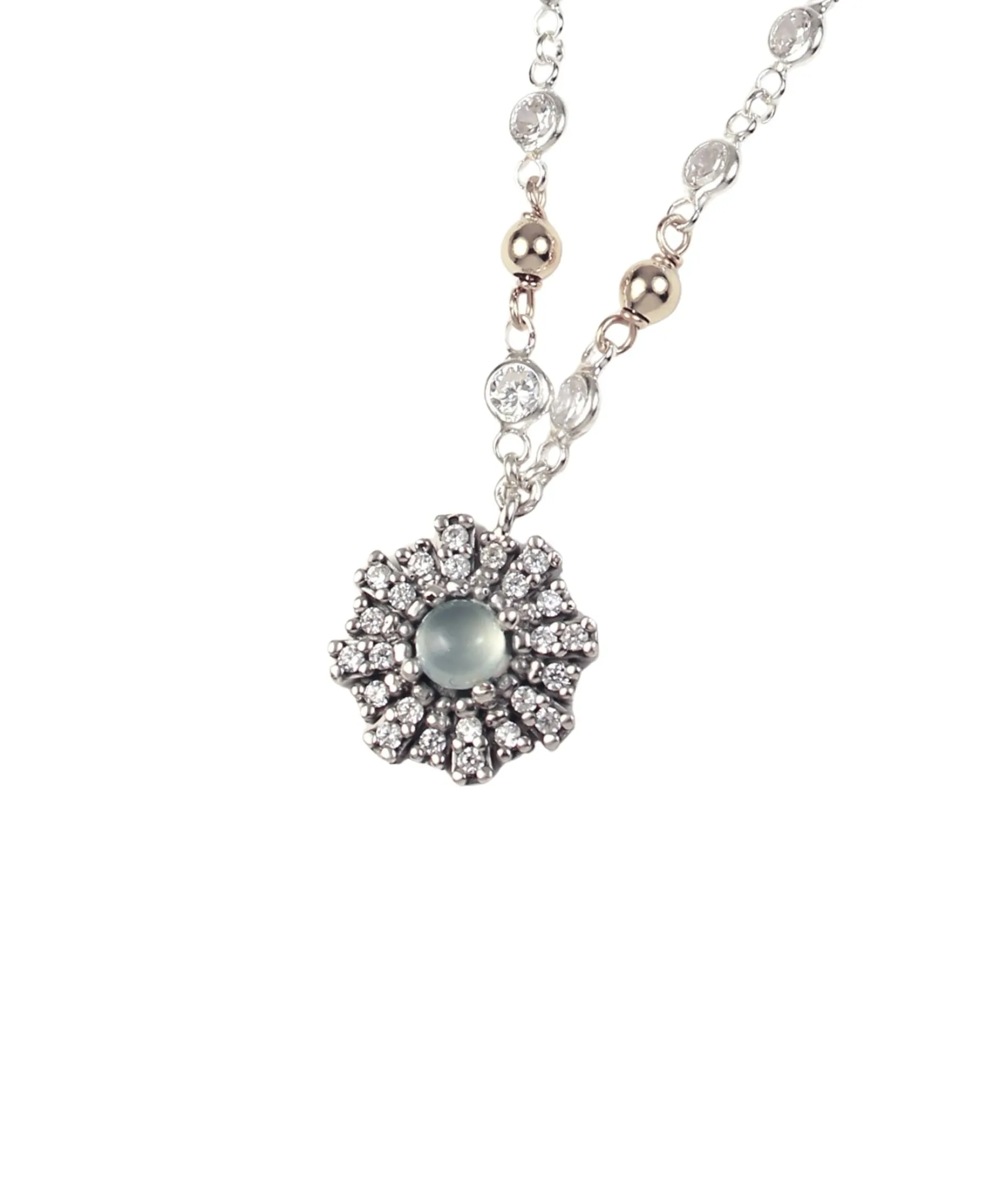 Collar DELCERRO Rayos Oro y Plata Espinela Cabujón | 10837