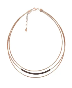 Collar Gargantilla Multihilos PESAVENTO DNA Spring Plata Baño Oro Rosa | WDNAG291