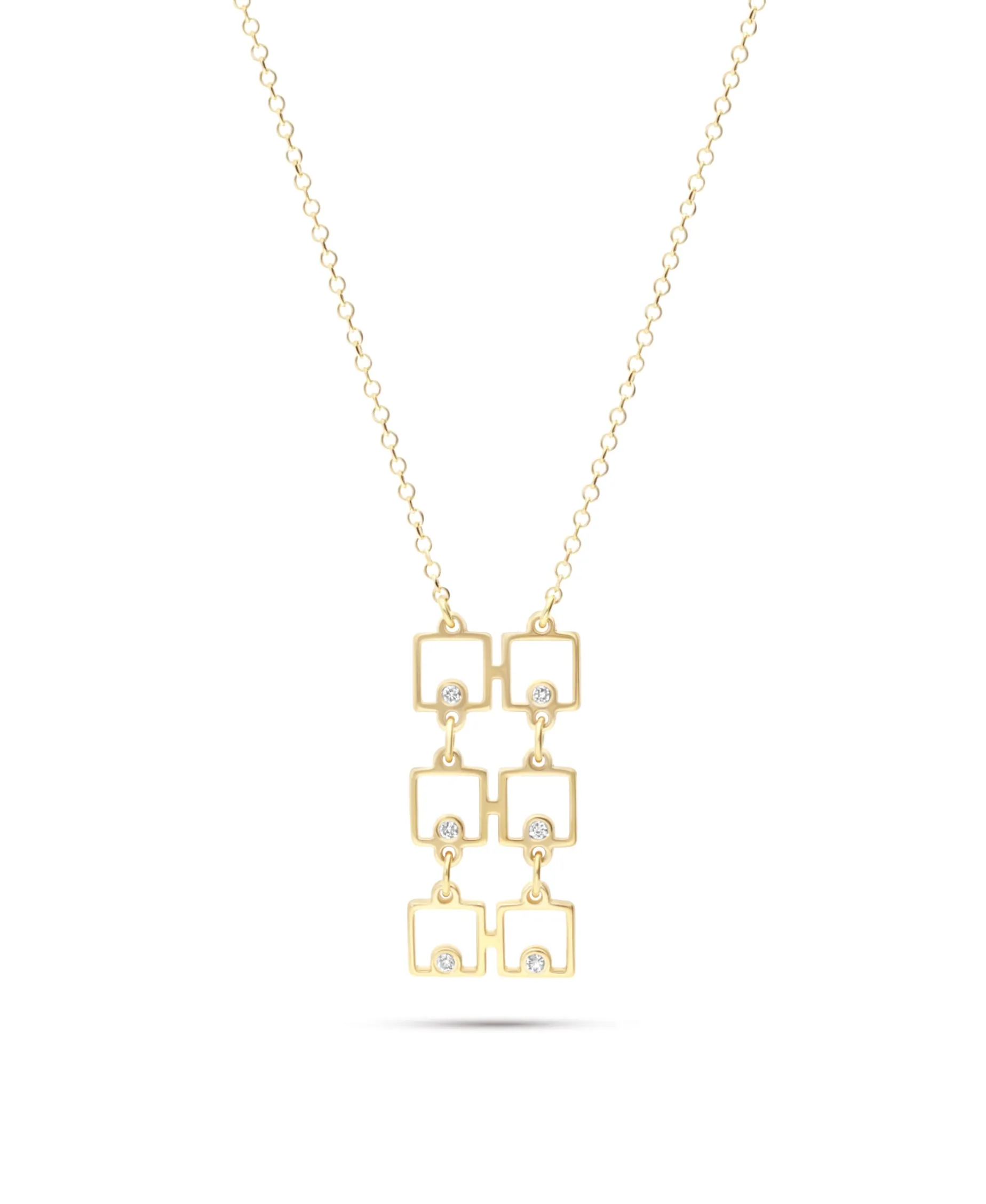 Collar Geométrico con Diamantes en Oro Amarillo