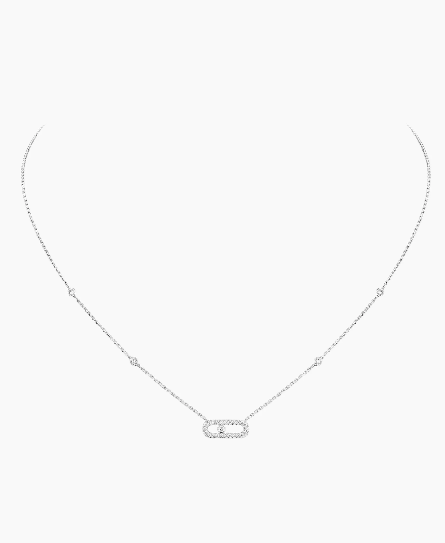Collar Messika Move Uno Pavé Oro Blanco | 04708-WG